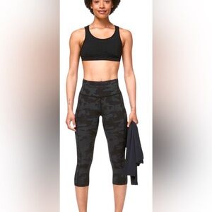 Lululemon Camo Multi Grey Leggings Pocket Inside Size 6